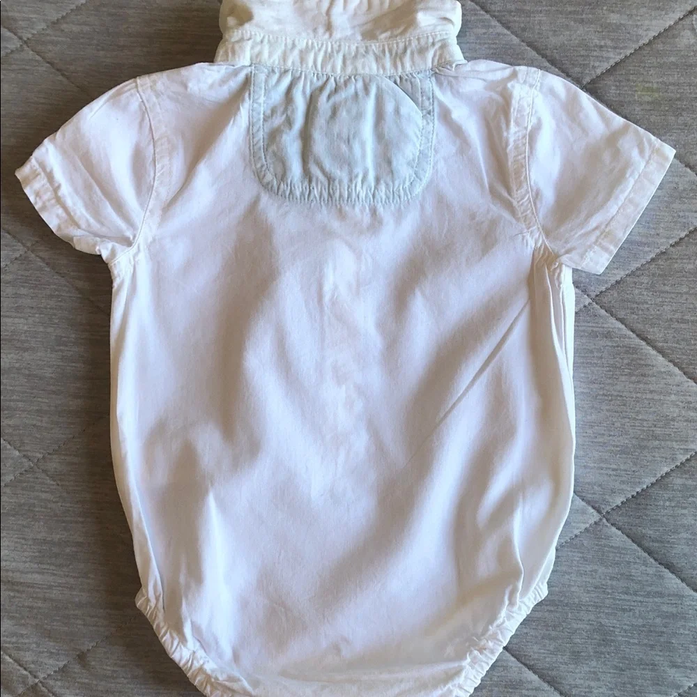 Tommy Bahama White Onesie with Green Gingham Trim
